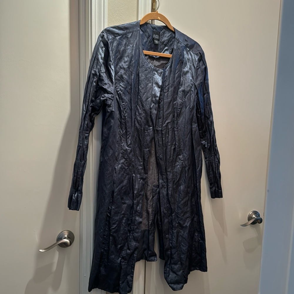 Eileen Fisher long dolphin gray/ steel blue jacket